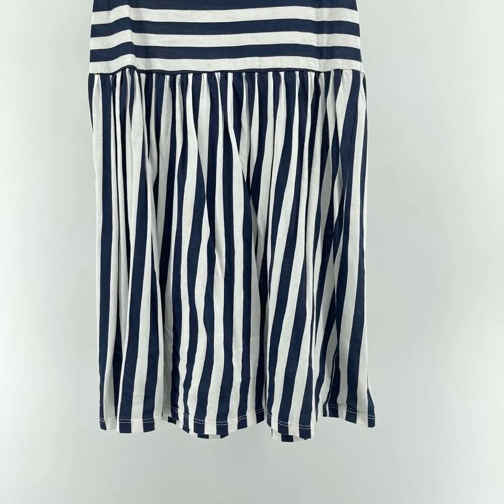H&M Girls Striped Sleeveless Tank Dress 6-8Y Navy White Cotton Sundress